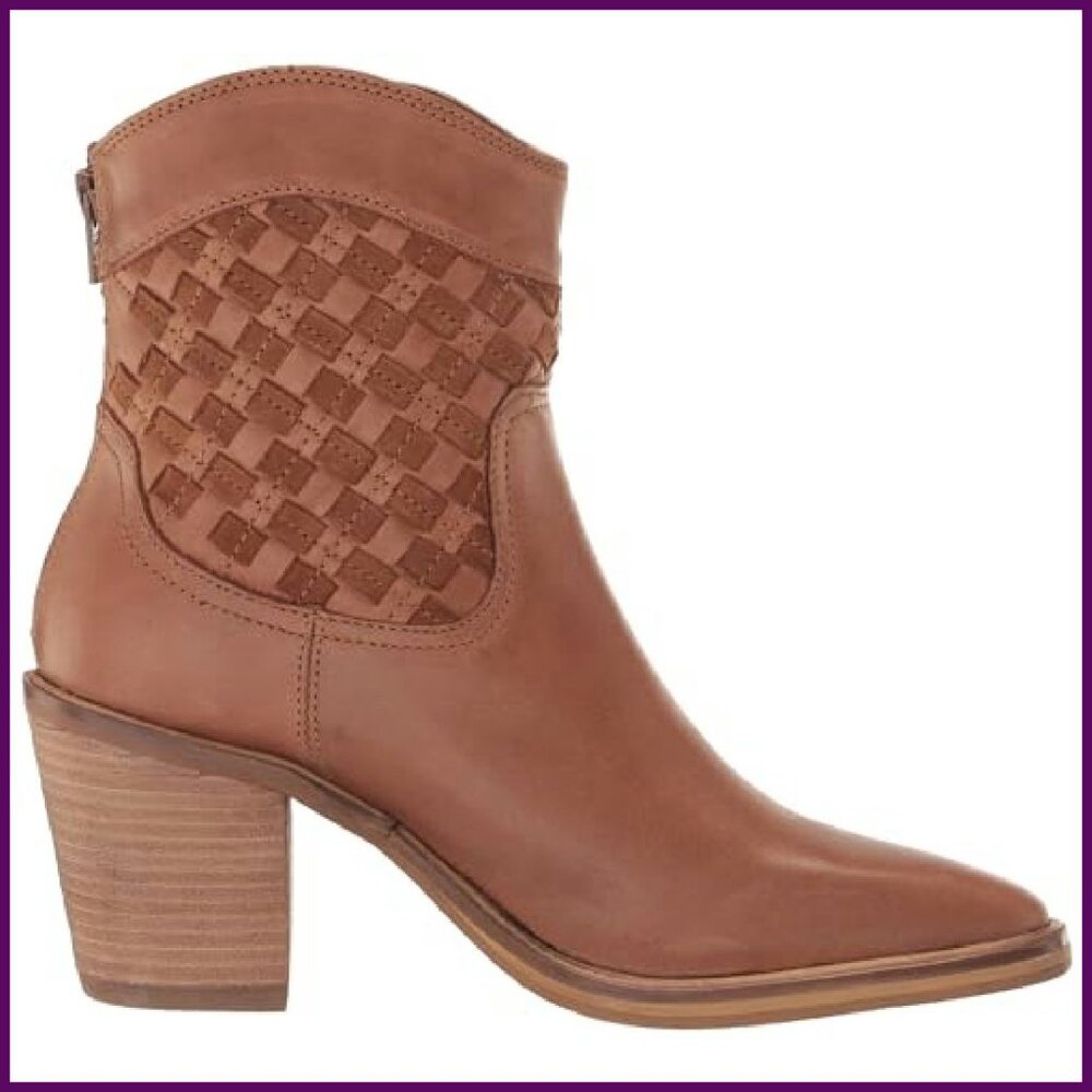 Leather Western Booties with Zipper Closure, Women's Ankle Boots - Picture 7 of 8